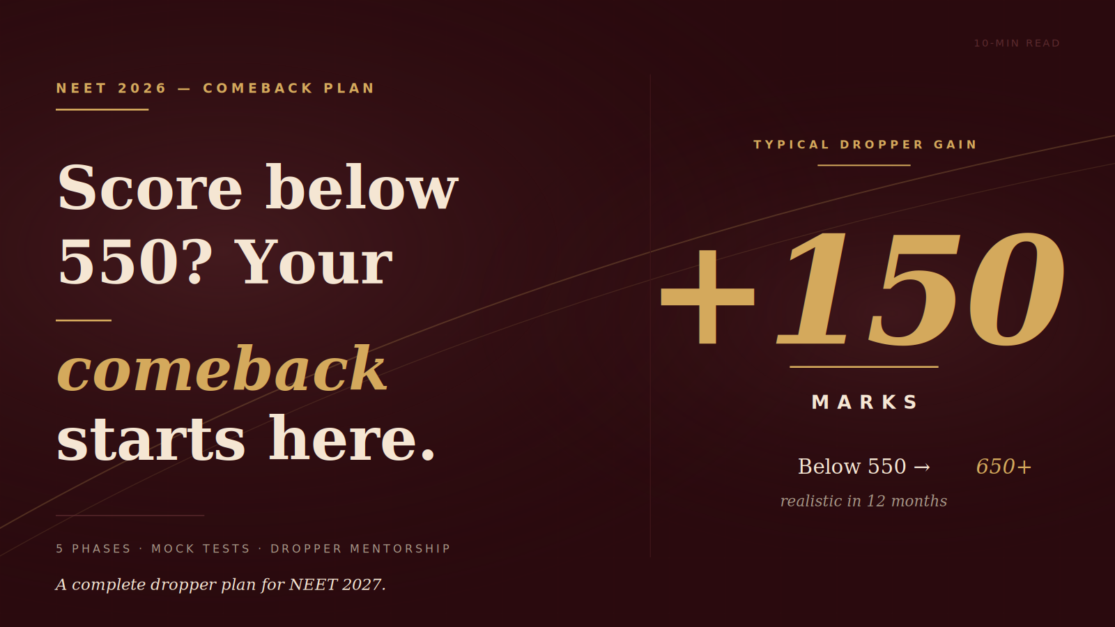 NEET Score Below 550 — Comeback Plan